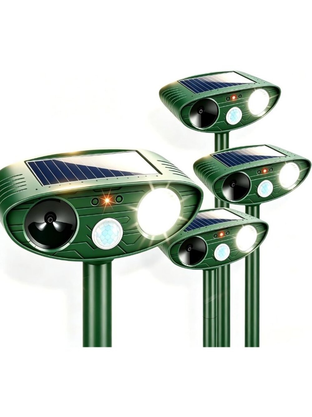 4 Pack Solar Sonic Animal Repellent Devices for Outdoor Deer & Pest Control